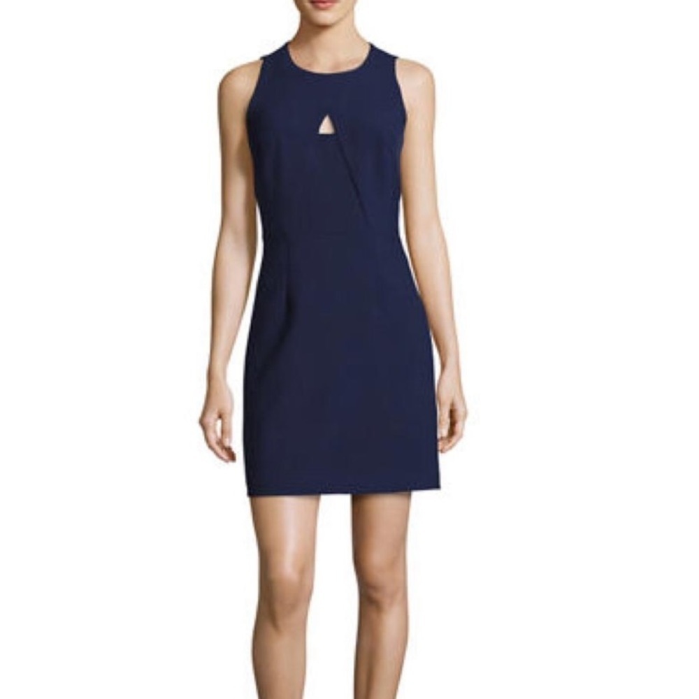 Milly Navy Blue Peephole Sleeveless Sheath Dress